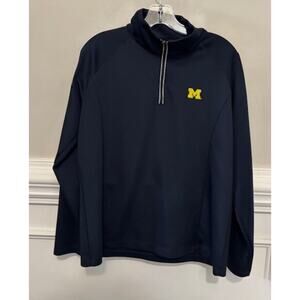 Michigan Wolverines Quarter Zip Pullover 1/4 Boys Large 12 - 14 Navy Blue NEW